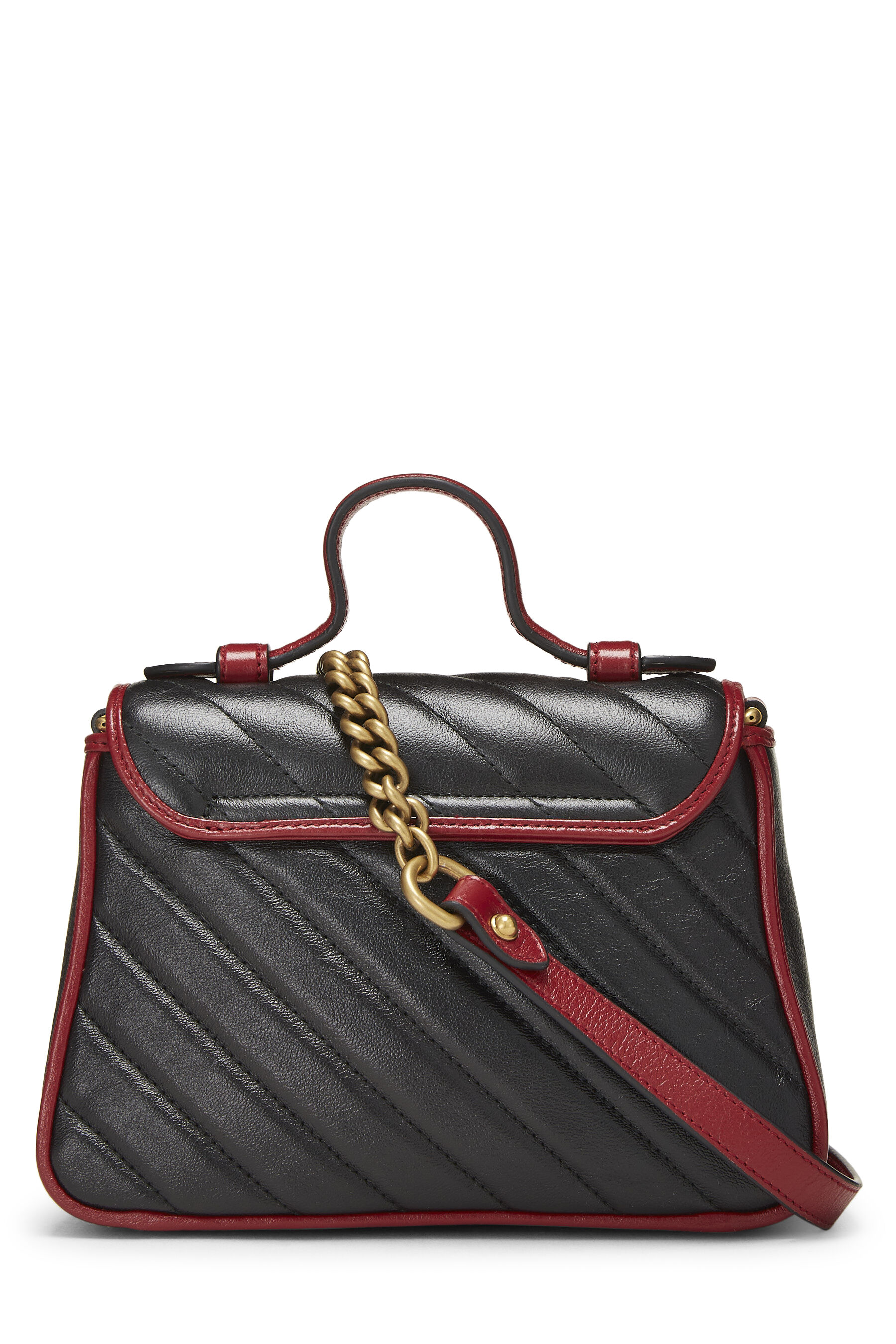 Black Leather Torchon GG Marmont Top Handle Bag Mini