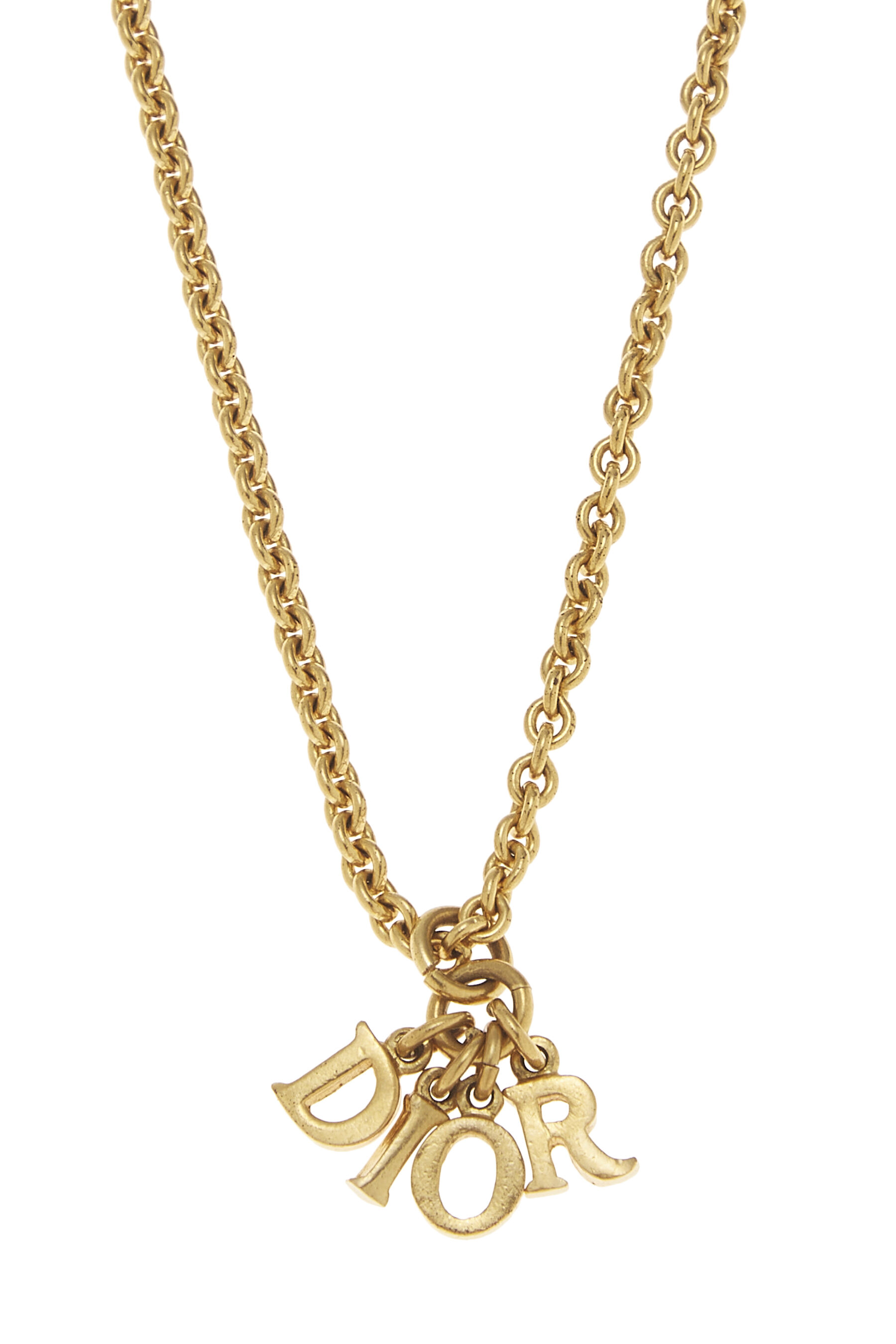 Gold Logo Letters Charm Necklace