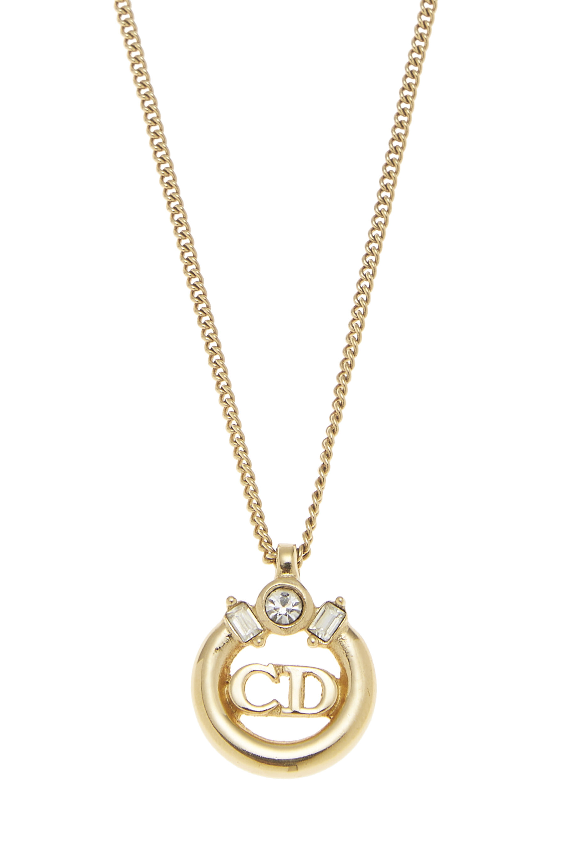 Gold & Crystal CD Logo Necklace