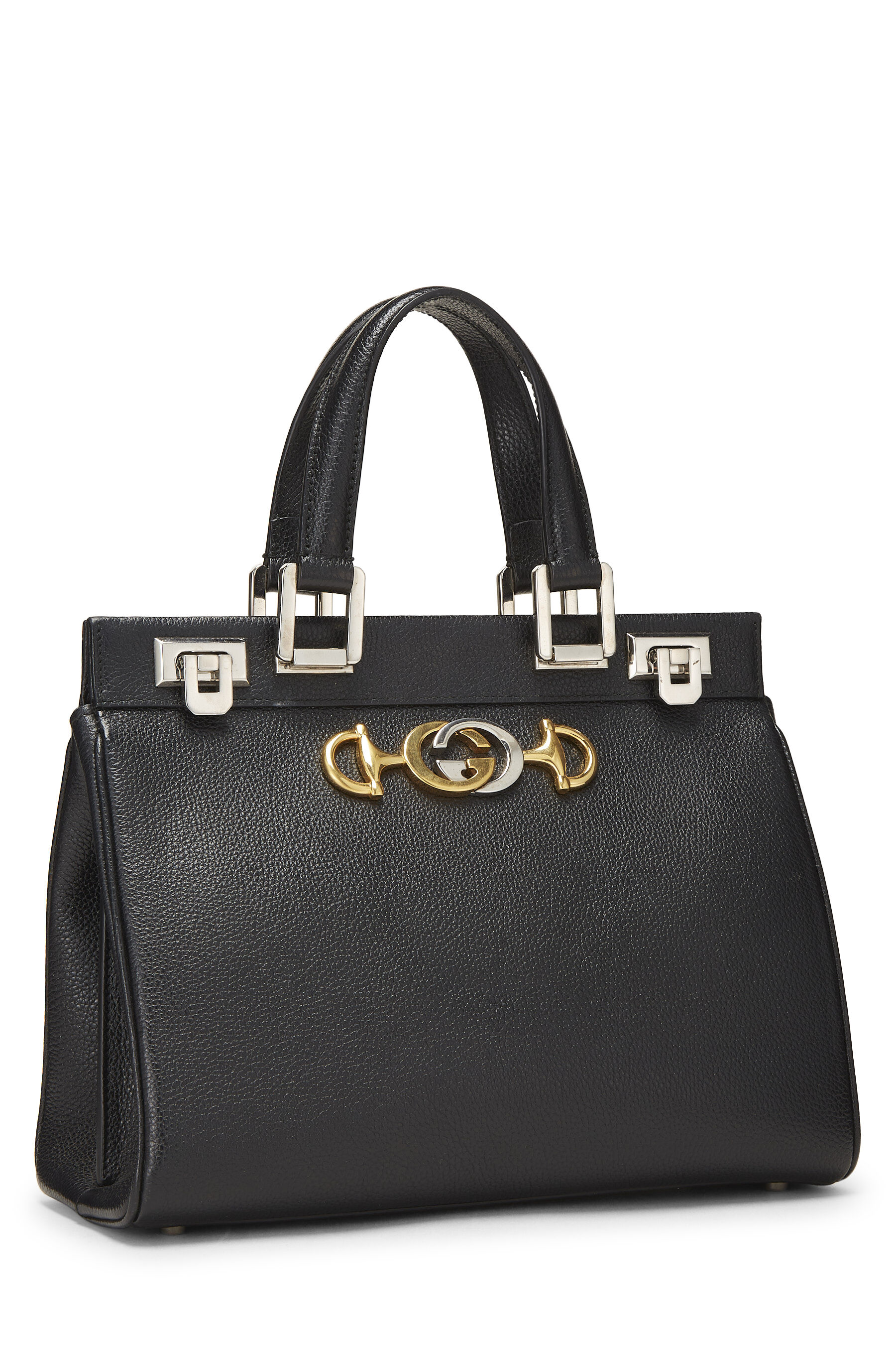 Black Leather Zumi Top Handle Bag Medium