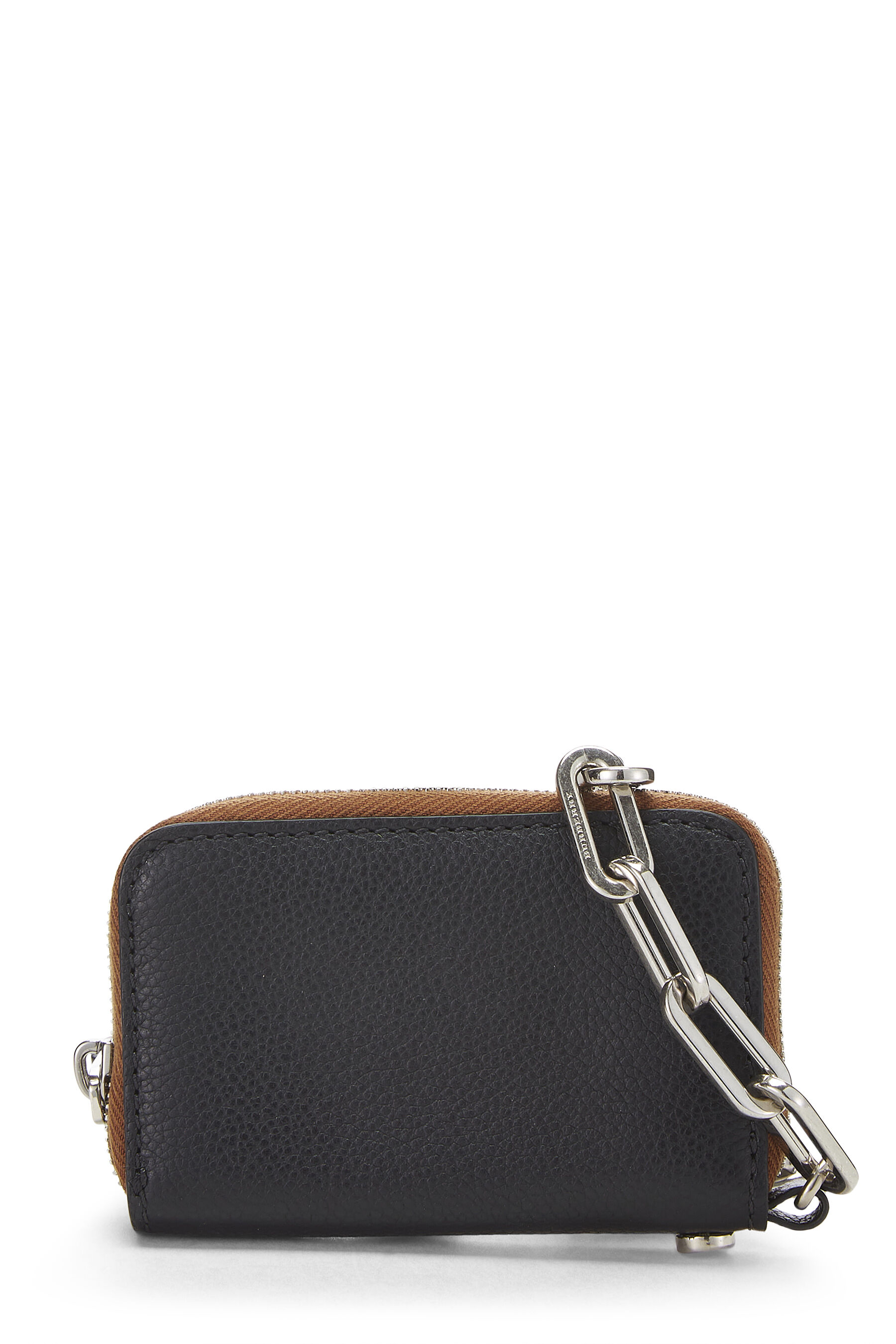 Black Leather Toby Chain Zip Coin Case