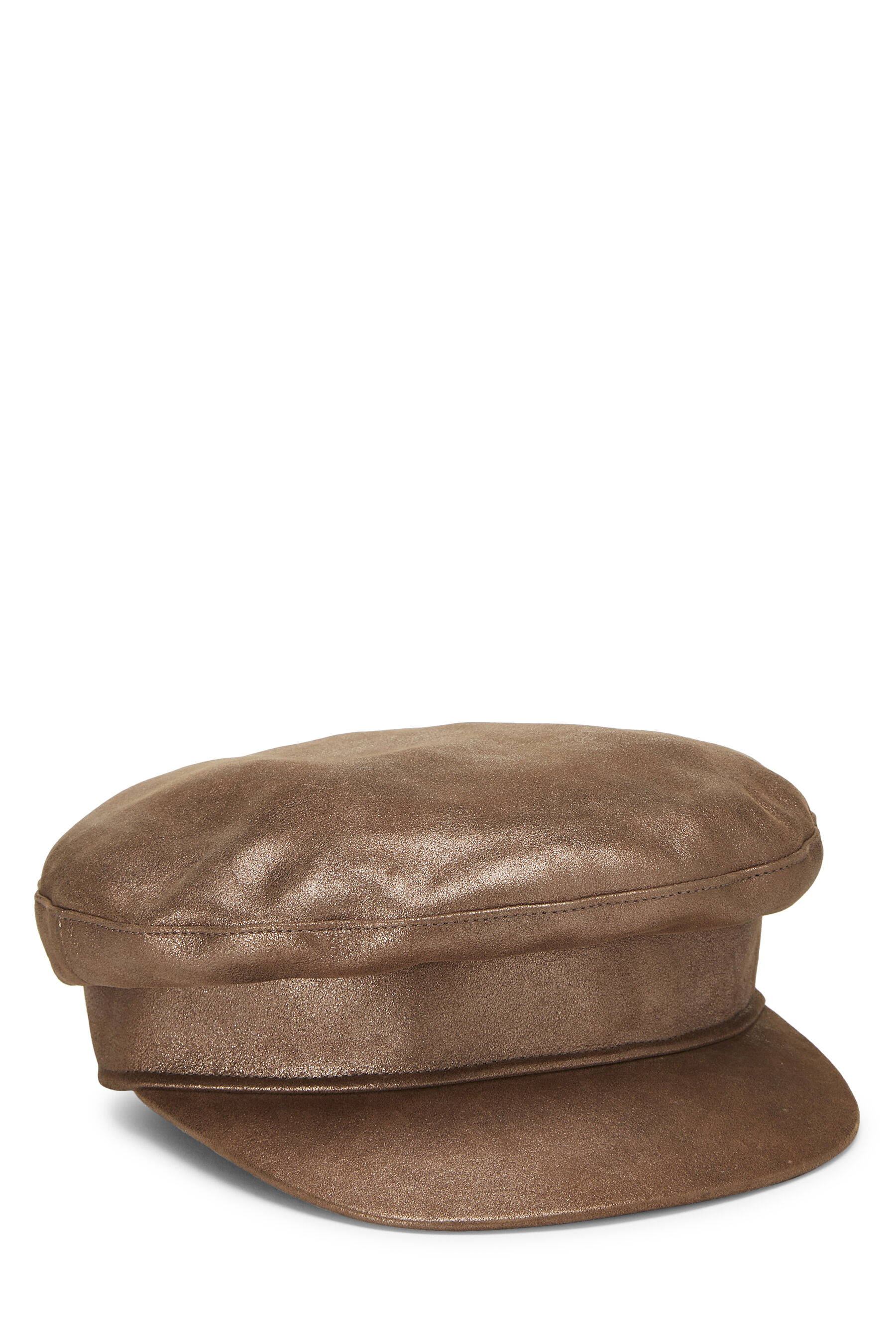 Metallic Brown Leather Baker Hat