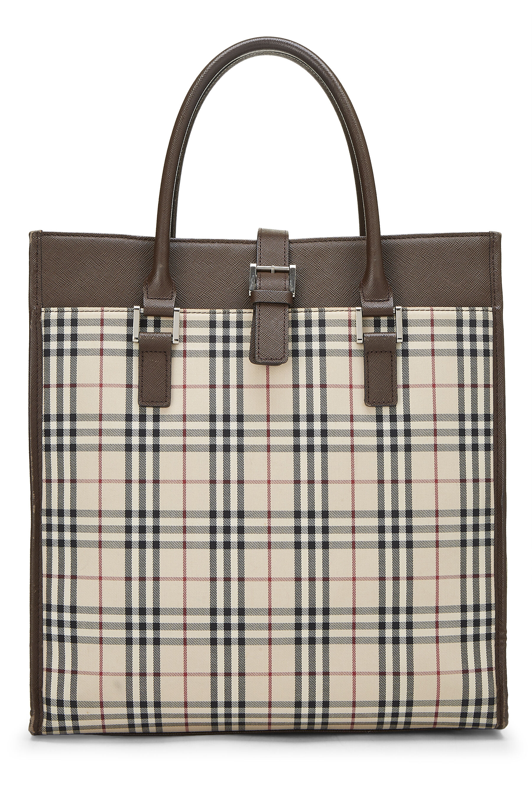 Brown Jacquard Buckle Handbag Large