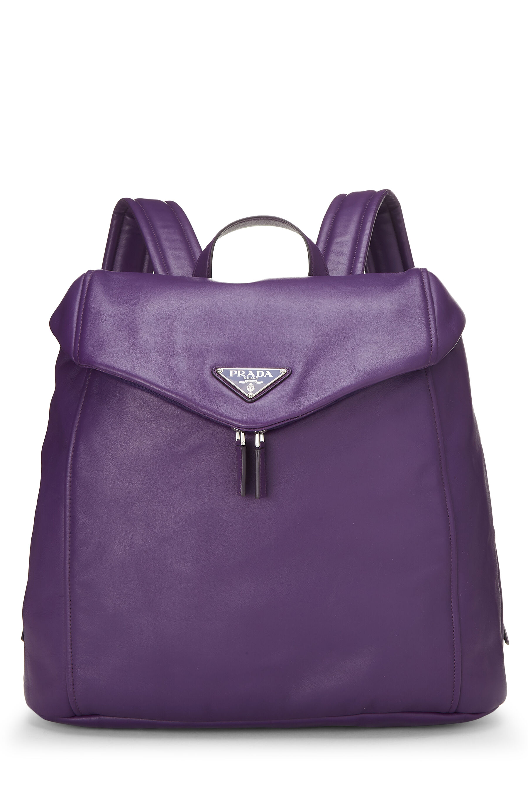 Purple Calfskin Triangle Flap Backpack