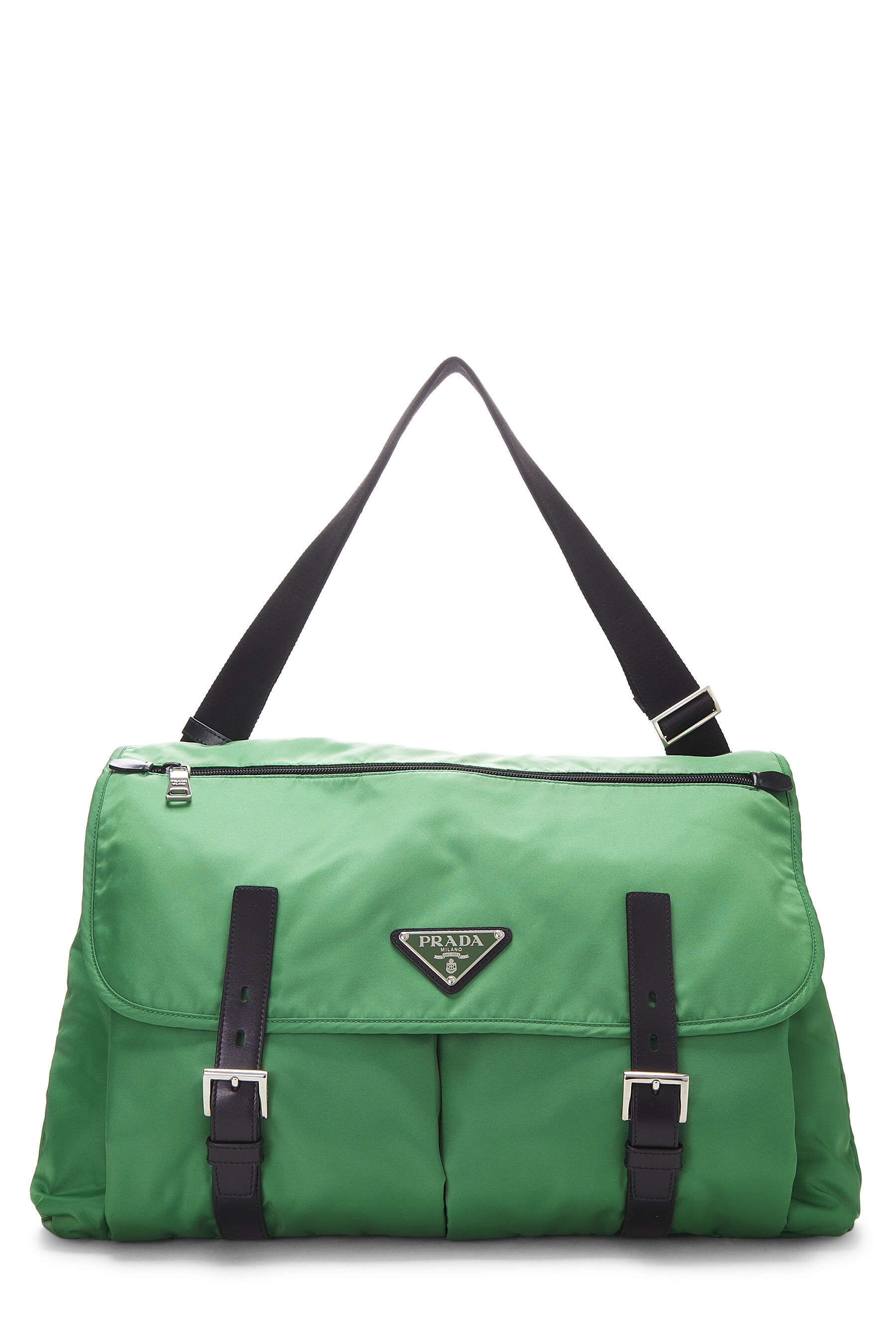 Green Tessuto Double Buckle Messenger Large