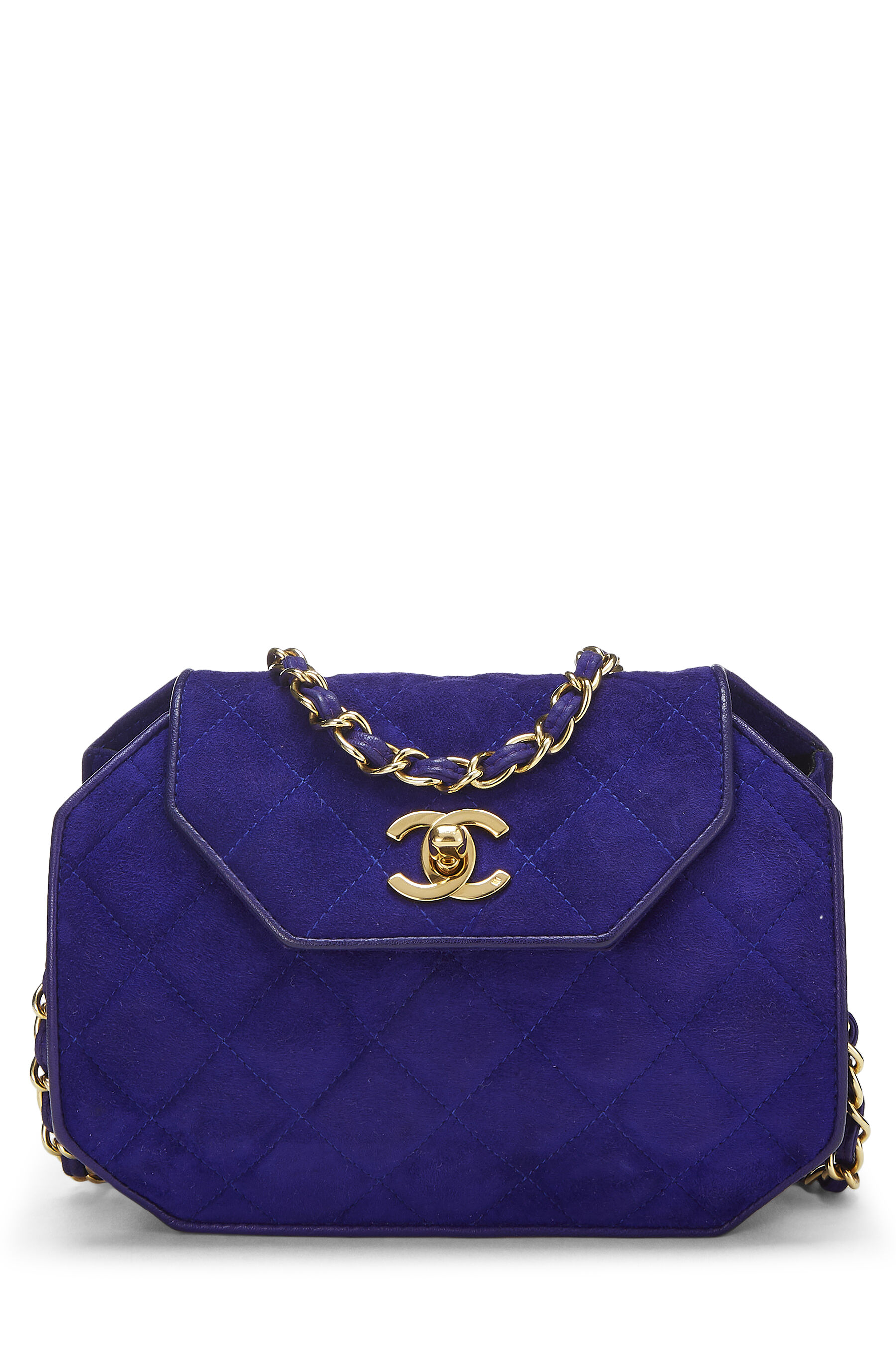 Purple Quilted Suede Octagon Bag