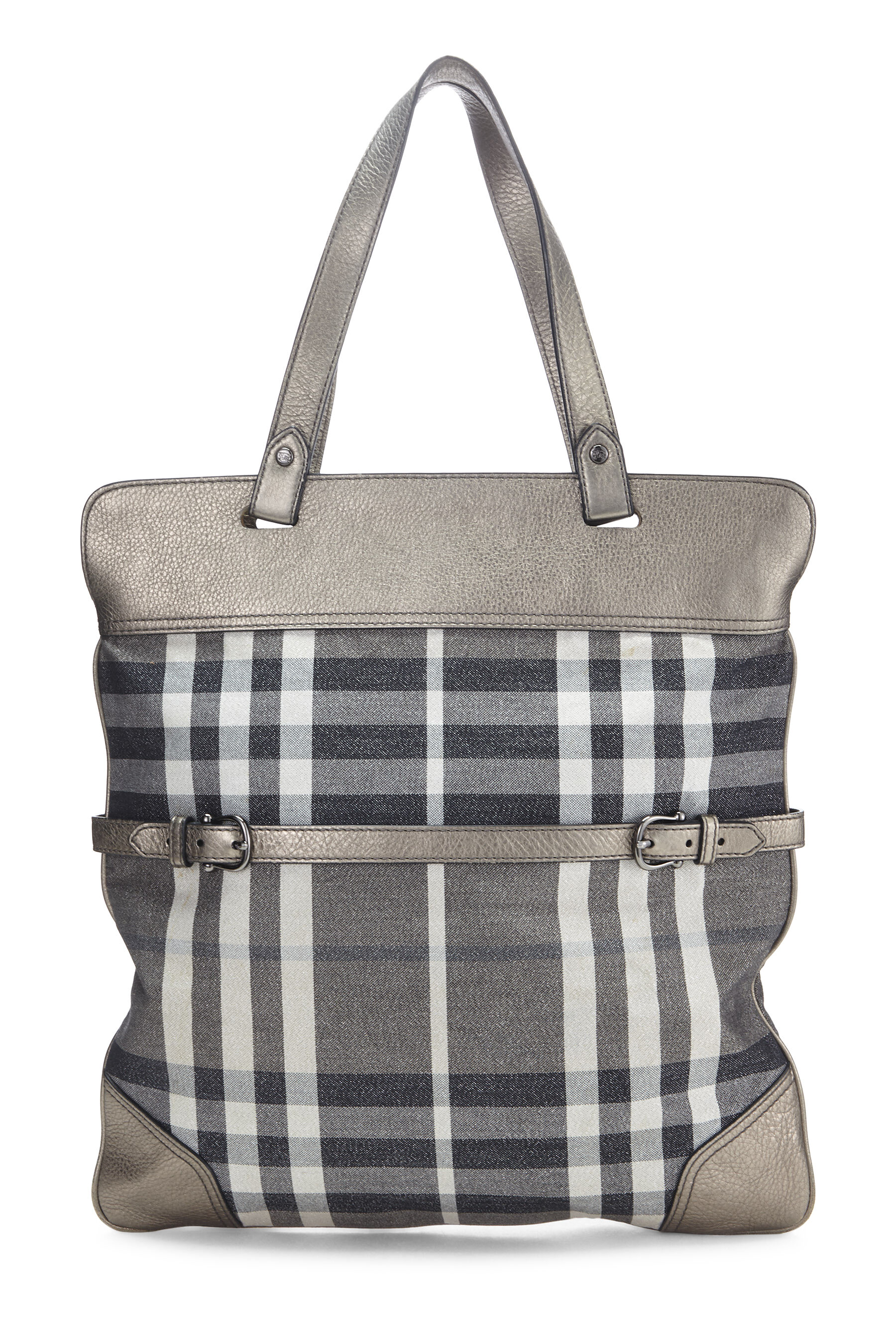 Grey House Check Canvas Shimmer Stowell Roll-Up Tote