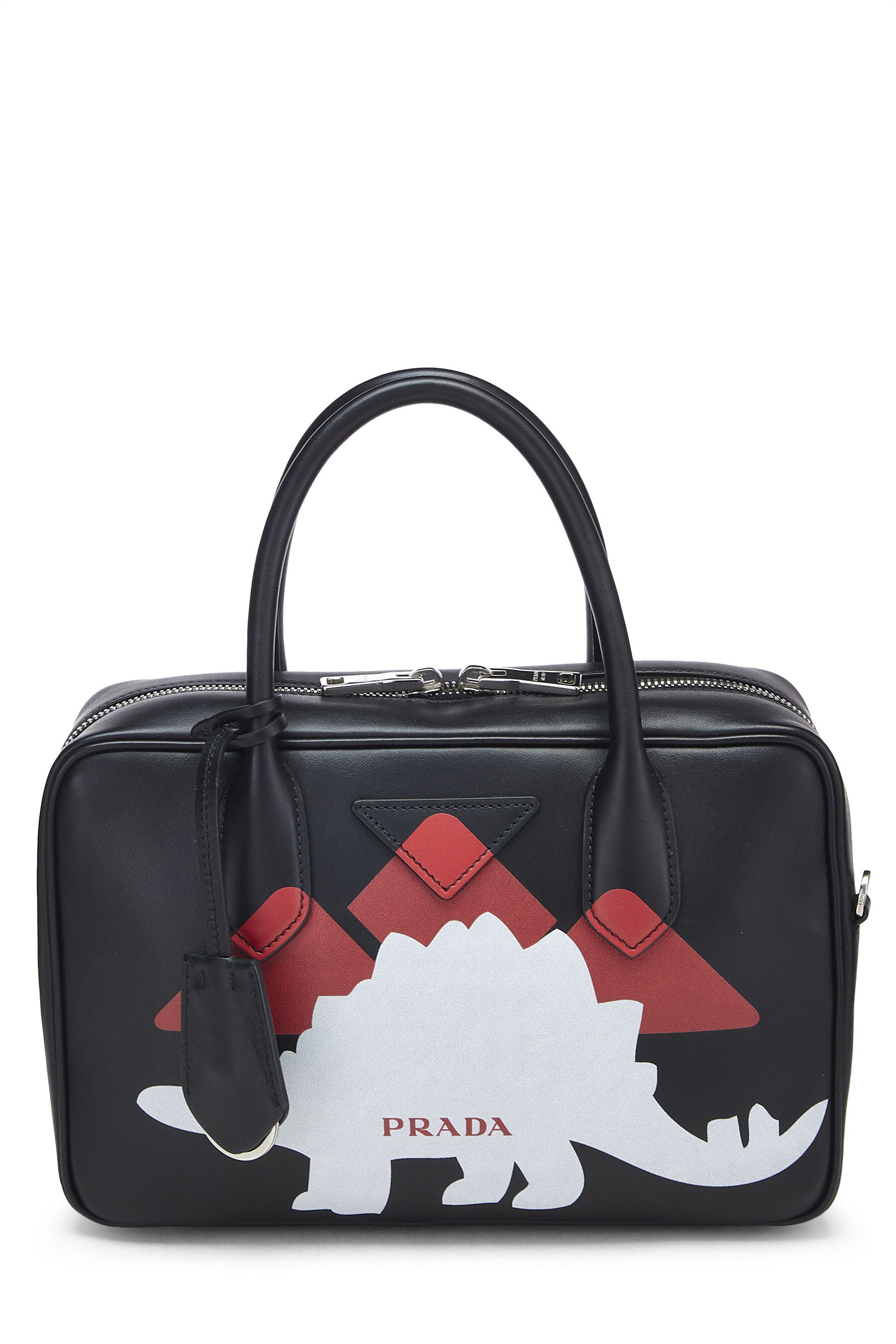 Black Calfskin Graphic Bauletto Handbag