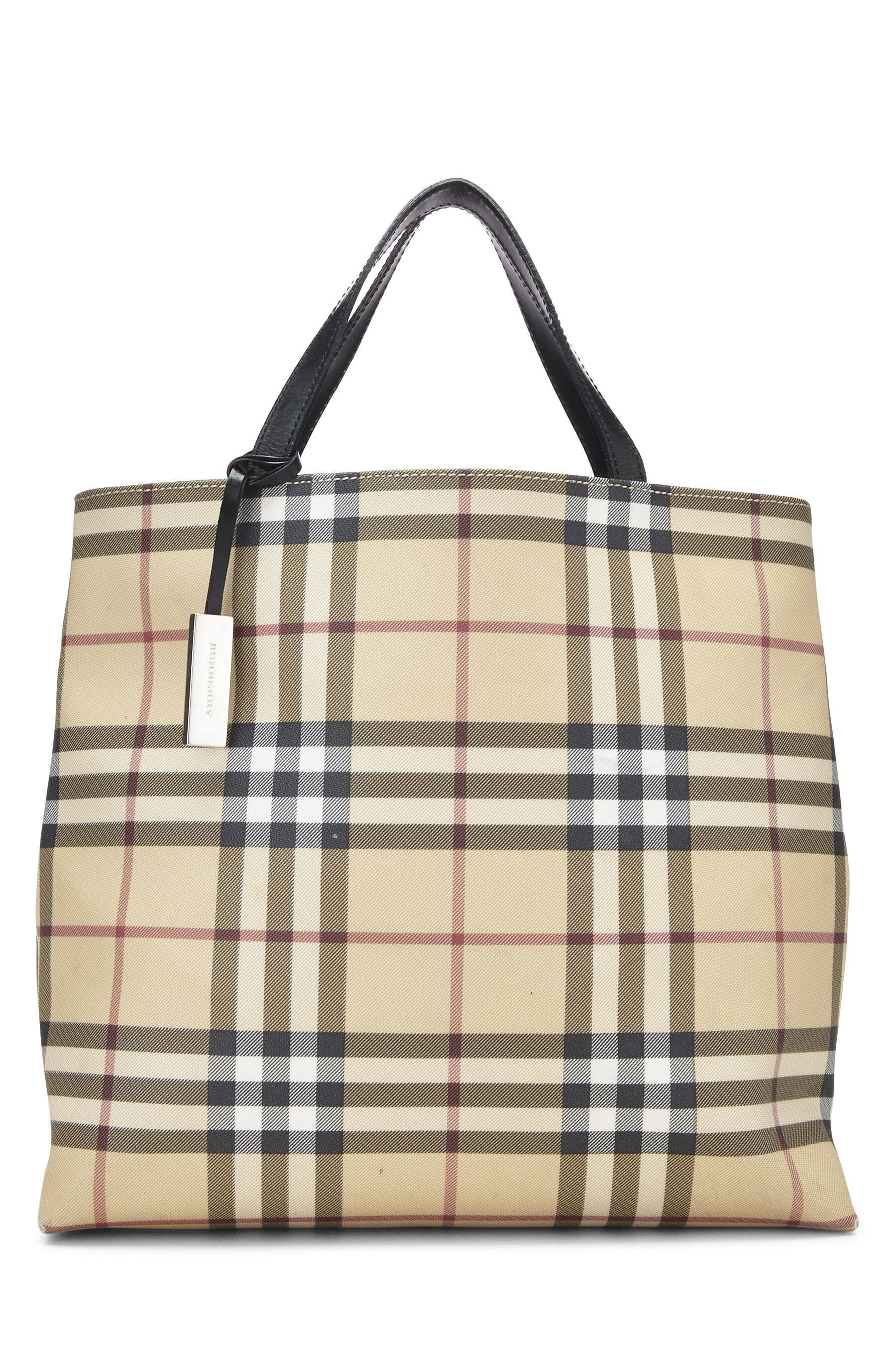Beige House Check Coated Canvas Shopping Tote Medium
