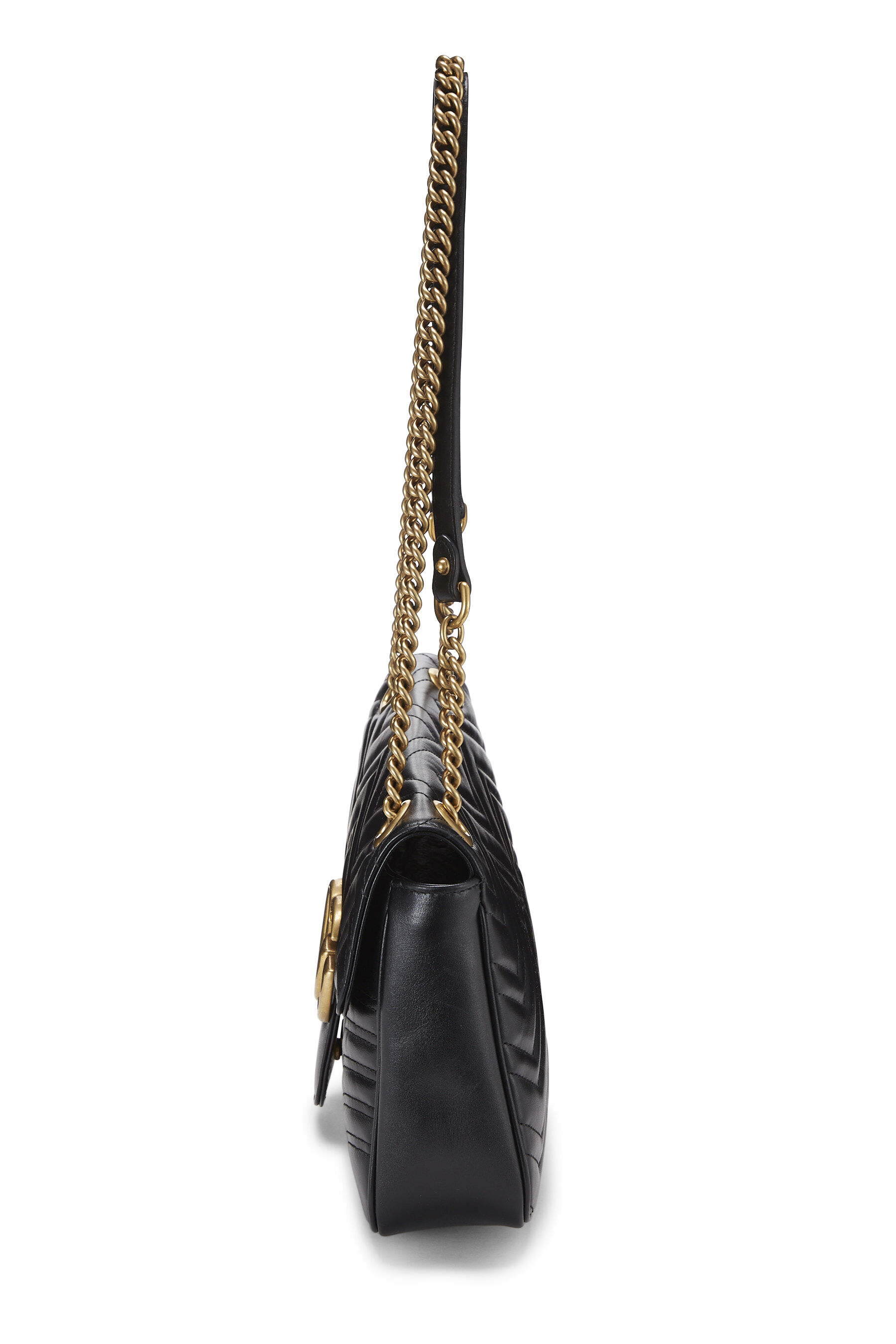Black Leather GG Marmont Shoulder Bag