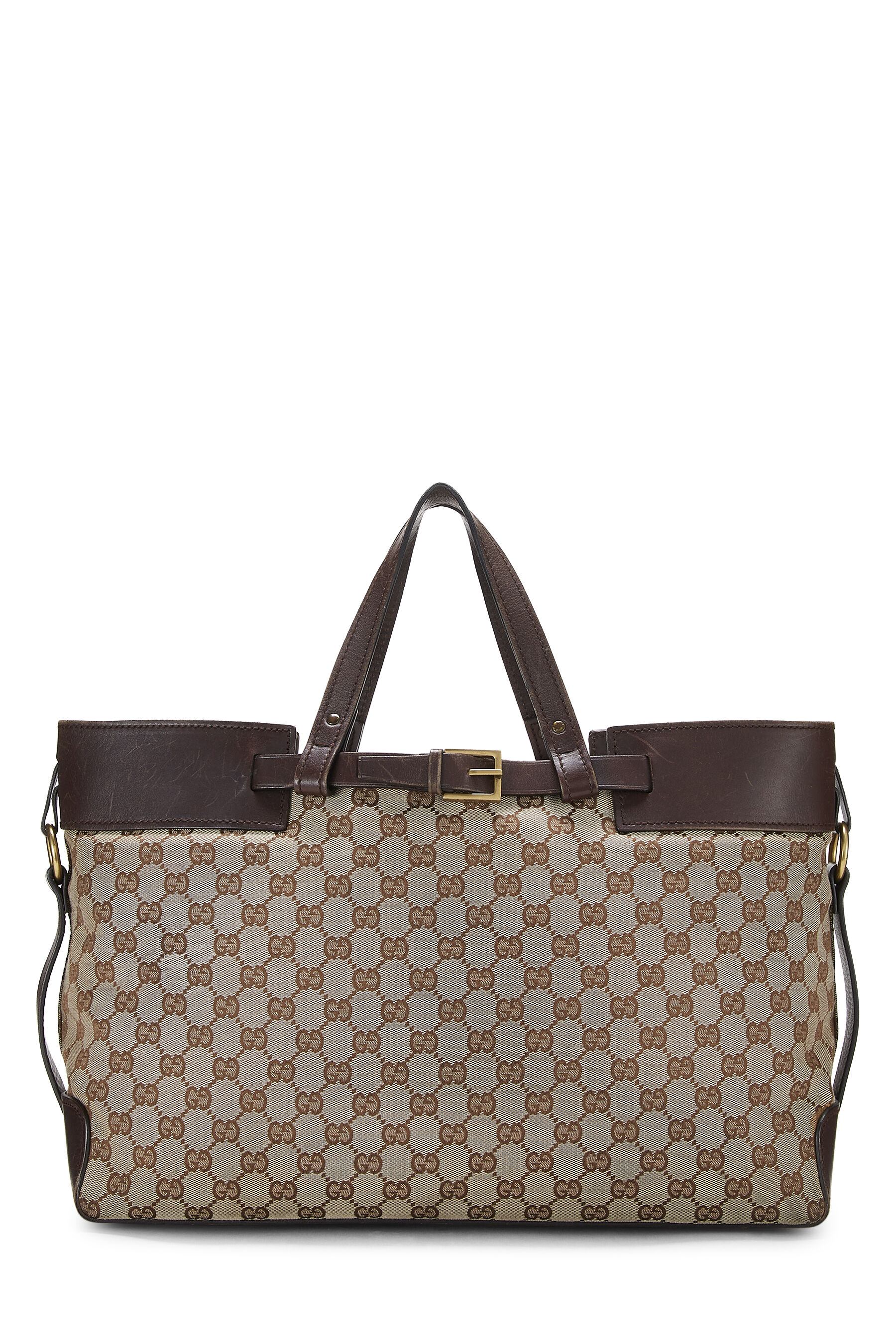 Gucci Brown Original GG Canvas Buckle Tote Large