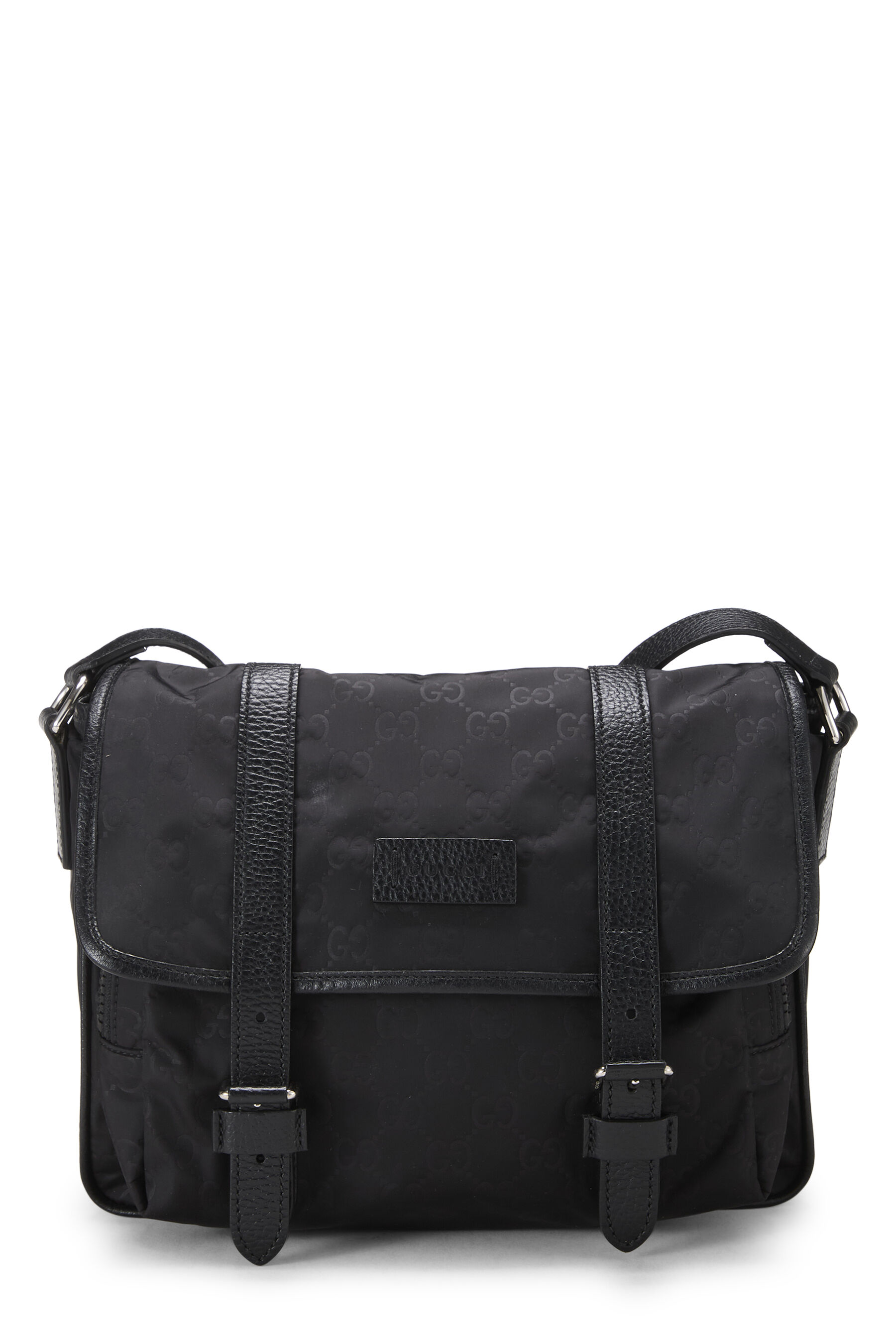 Gucci - Black GG Nylon Buckle Flap Messenger Small